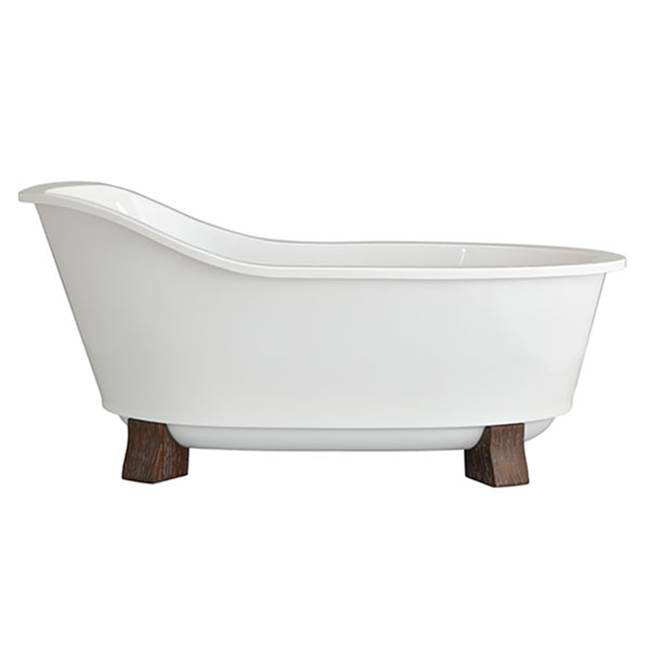 DXV 66 in. Acrylic Freestanding Slipper Bathtub with Oak Feet