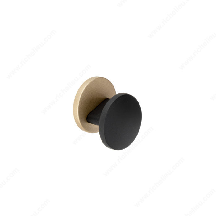 Richelieu Modern Metal Knob Satin Brass / Matte Black