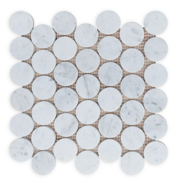 ELY 2'' Penny Marble Large Carrara Honed 12'' x 12''