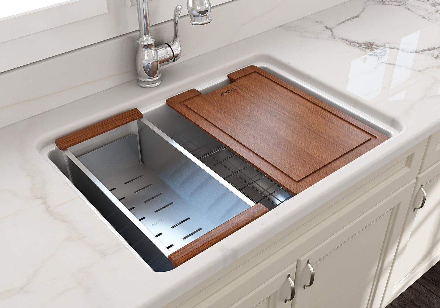 Bocchi 26-3/4'' x 19'' x 10'' Undermount Single Bowl Kitchen Sink Fireclay White