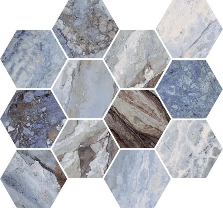 ELY Mystic Ocean Matte 4'' Hexagon 12'' x 13.5'' Mosaic