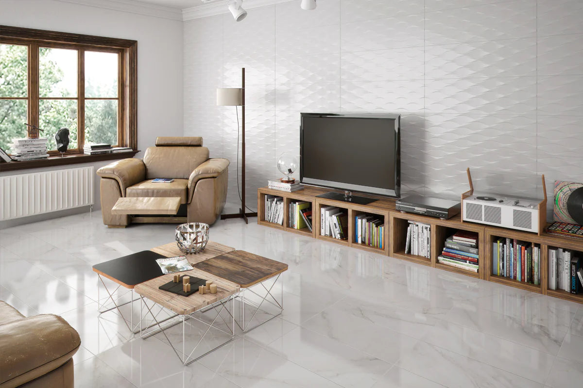 Nude White 12x36 Deco Tile - Glacier Collection - (SUMMER SALE)