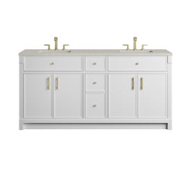 James Martin Bellshire Vanity Bright White with 3CM Zeus White Silestone Top