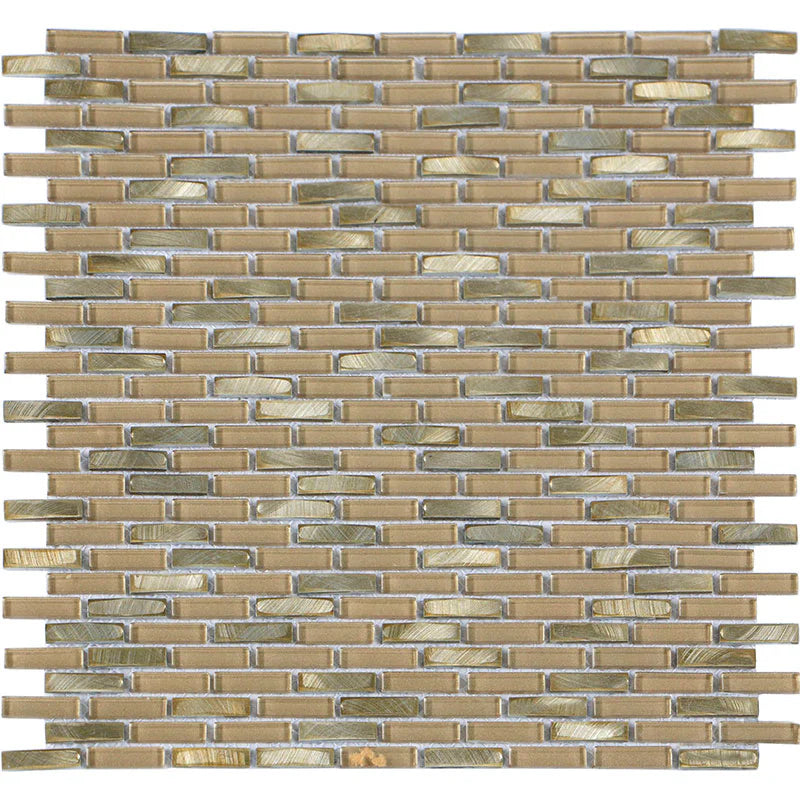 Iradium Gold 12x12 Stone & Glass Mixed Mosaic - SALE - Brick Mosaic