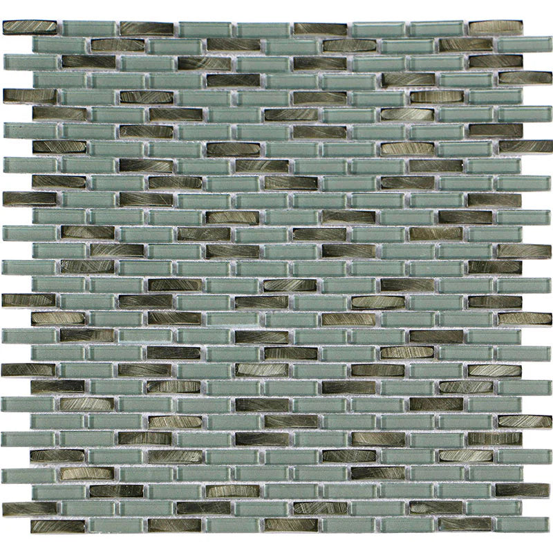 Iradium Jade 12x12 Stone & Glass Mixed Mosaic (SALE) - BRICK MOSAIC
