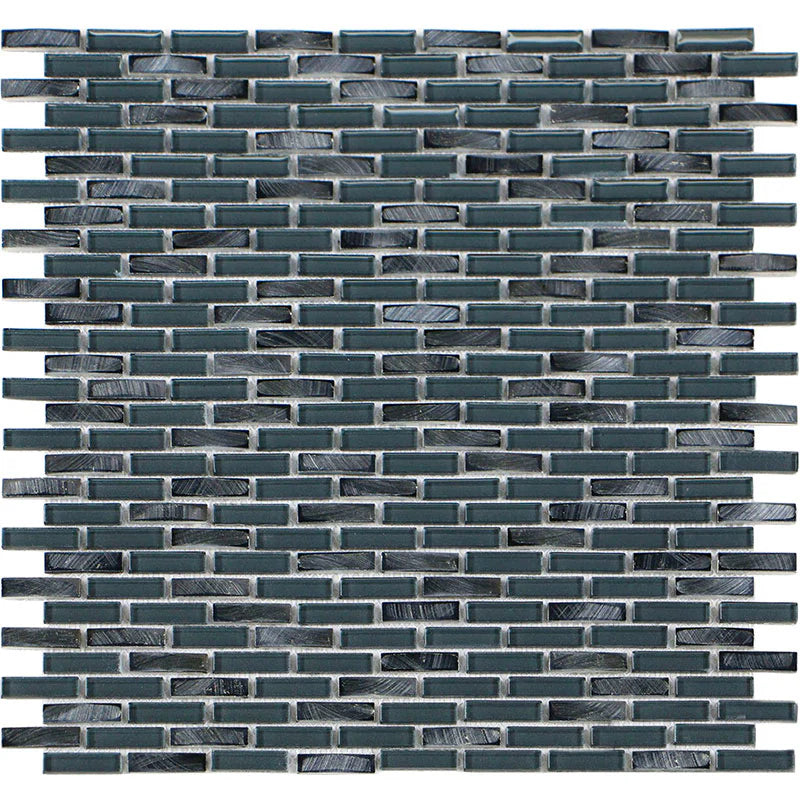 Iradium Indigo 12x12 Stone & Glass Mixed Mosaic (SALE) - BRICK MOSAIC
