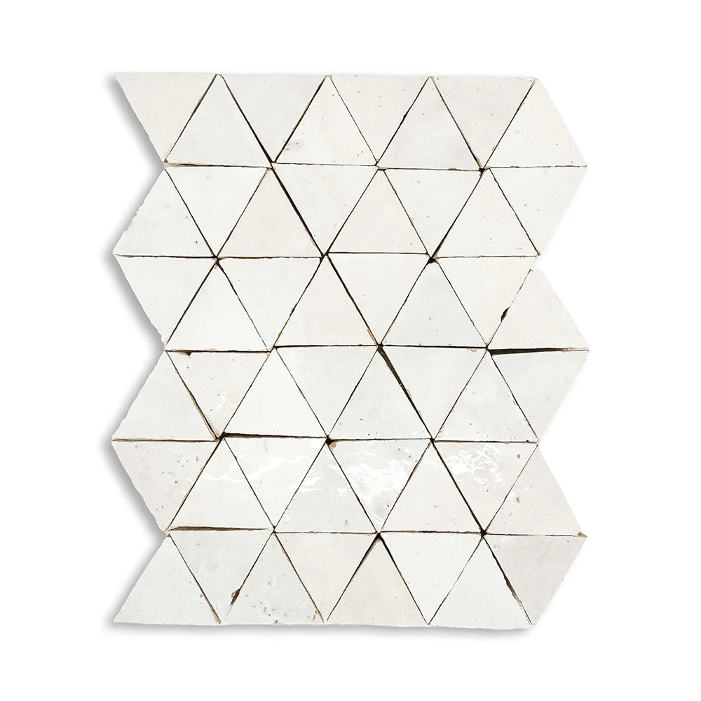 Zellige Classique - Atlast White Triangle 9” x 11.75” Mosaic