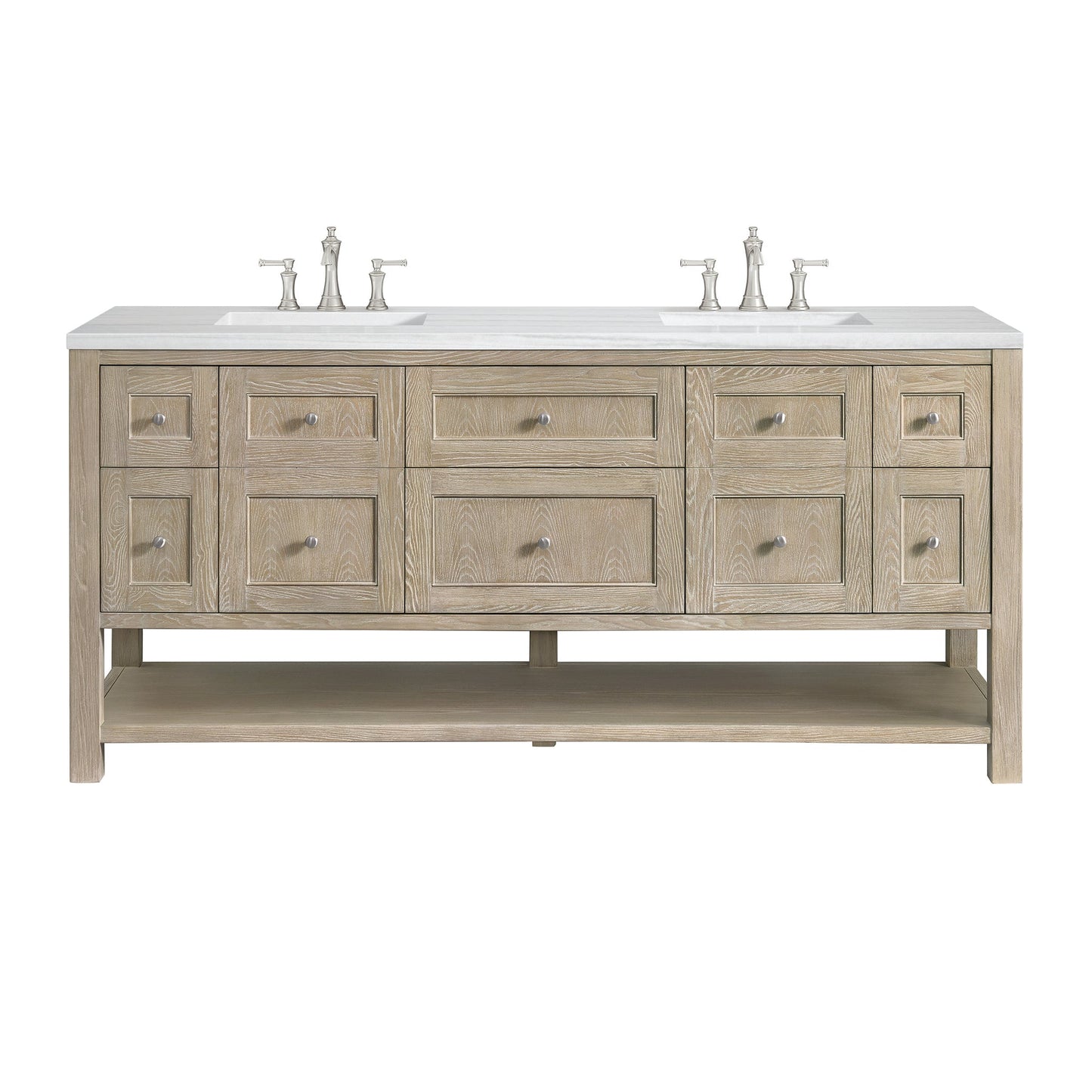 Breckenridge Double Vanity Whitewashed Oak 72"W x 23-1/2"D x 34"H