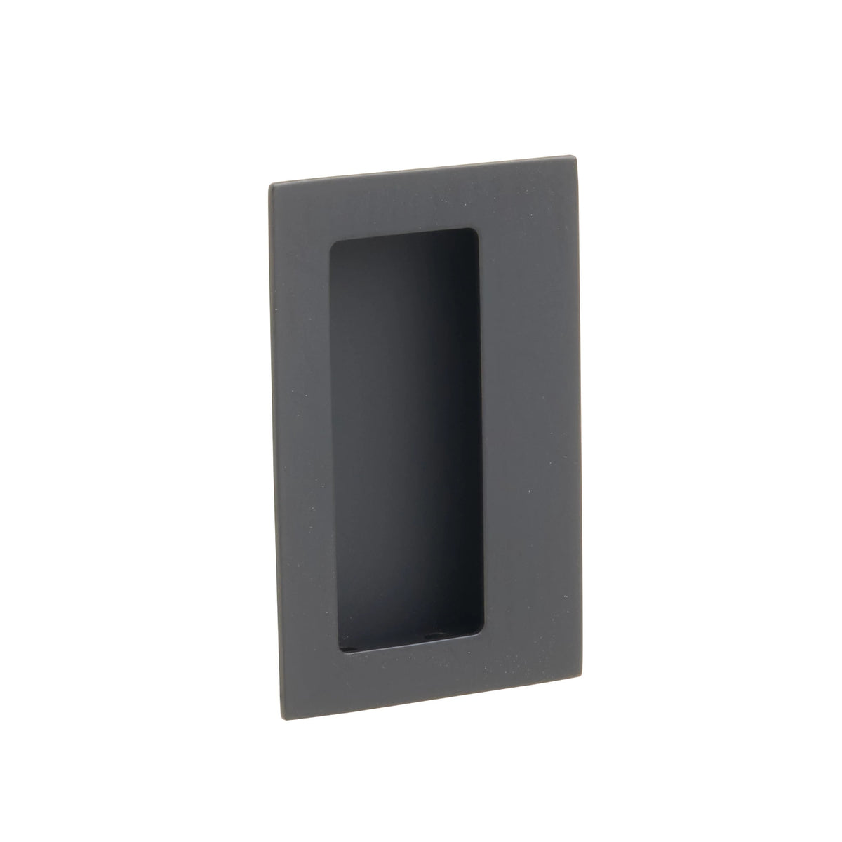 Emtek Brass Rectangular Flush Pull with Offset Pocket - 222350 - Flat Black