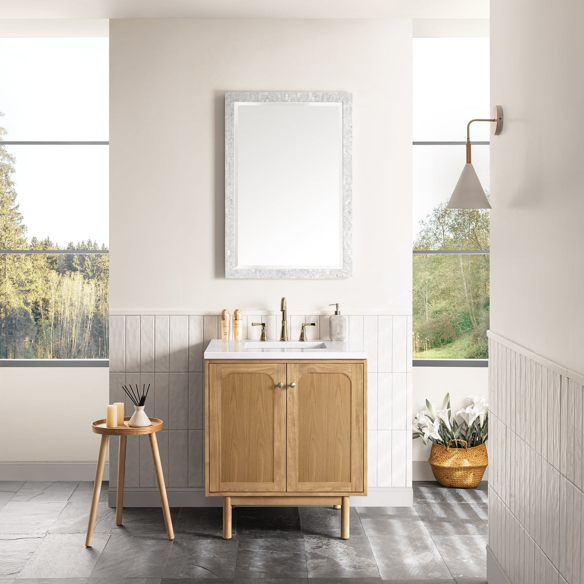 James Martin Laurent 545-V30-LNO Light Natural Oak cabinet; top and accessories pictured are not included