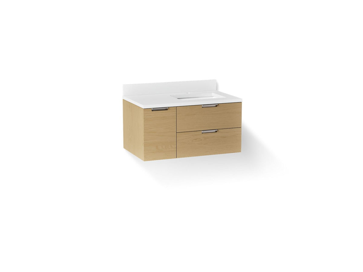 Kohler Maxstow 36-Inch Wall-Hung Vanity with Sink and Quartz Top | K-34655 – Light Oak