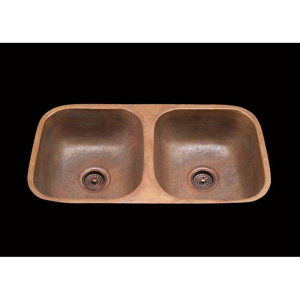 Alno Bistro, 2 Bowl Kitchen Sink, Hammertone Pattern, Undermount and Drop In