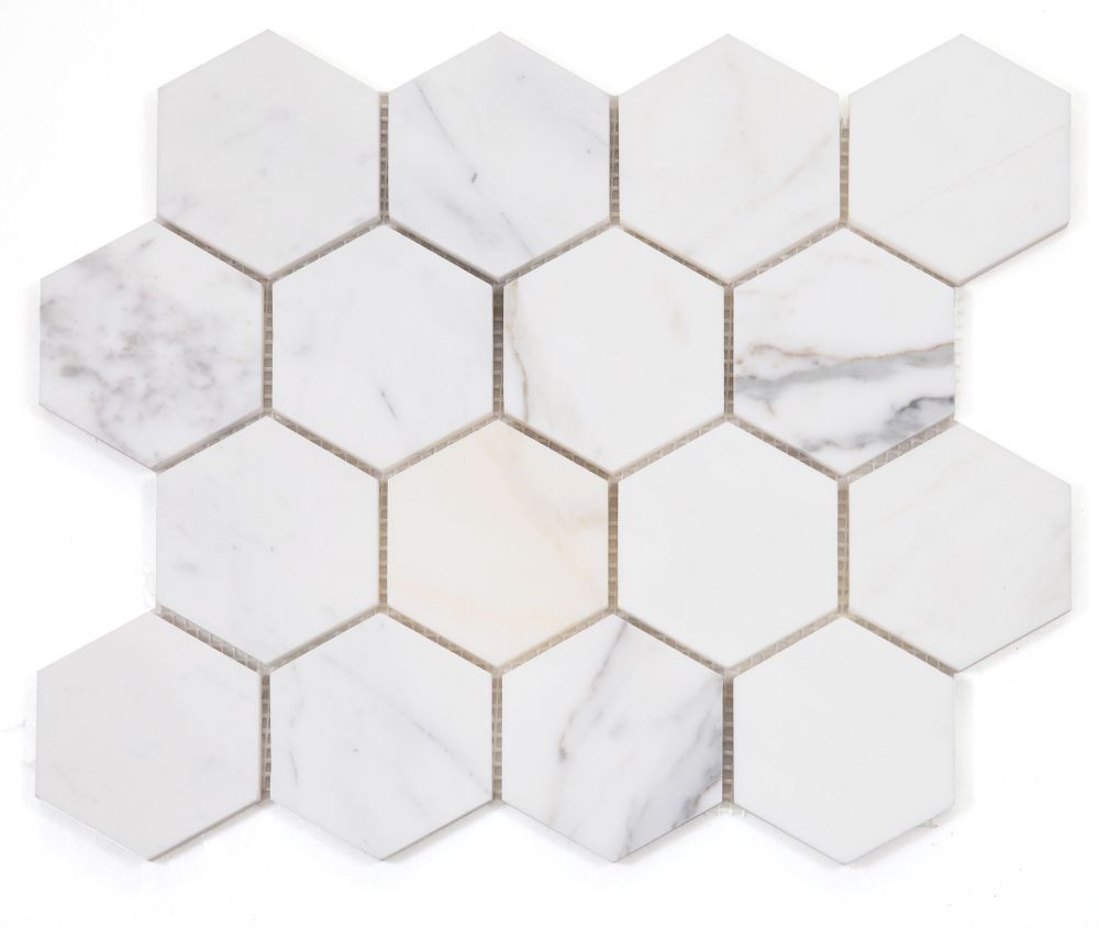 ELY Hexagon Calacatta Gold Honed 3x3 10 x 11.5