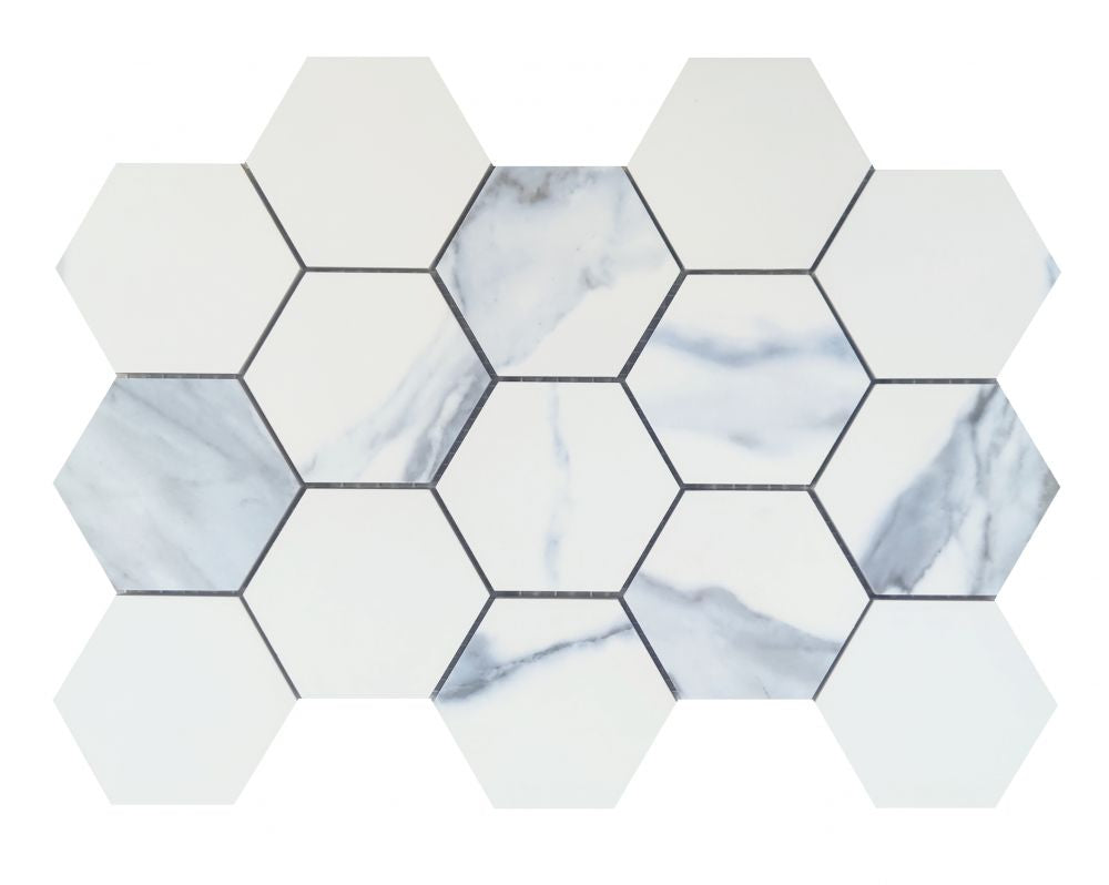 ELY Calacatta Blue Matte Hexagon 9x12