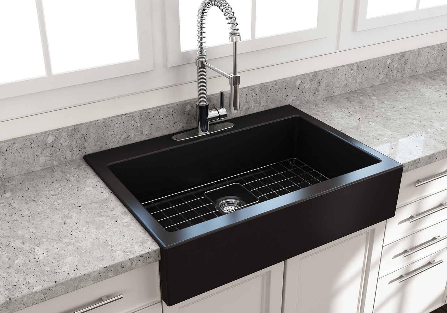 Bocchi Farmhouse Short Apron Front Fireclay 34" Single Bowl Kitchen Sink for easy Retro-Fit (Call for special pricing)