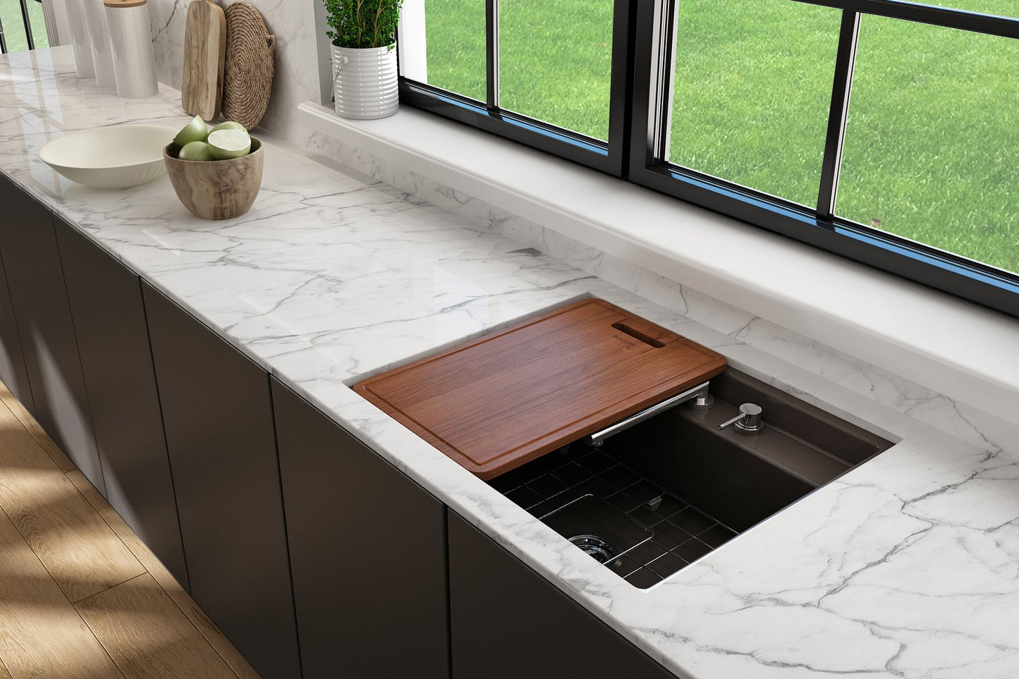 Bocchi Hideaway Undermount/Drop-In Sink 27 with Covers (3-hole faucet setting) (Call for special pricing)