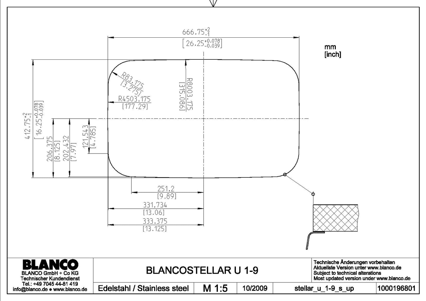 Blanco Stainless Steel Super Single Bowl Sink (28")