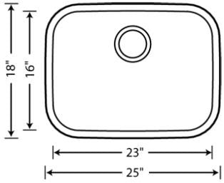 Stainless Steel Medium Single Bowl Sink (25")