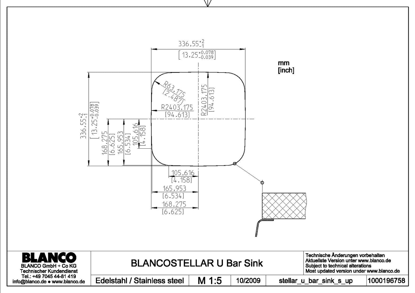 Blanco Stainless Steel Small Single Bowl (15")