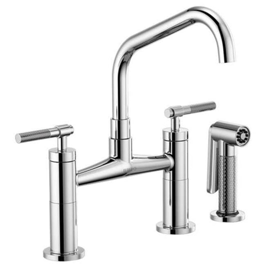 Brizo Bridge Faucet with Angled Spout and Knurled Handle