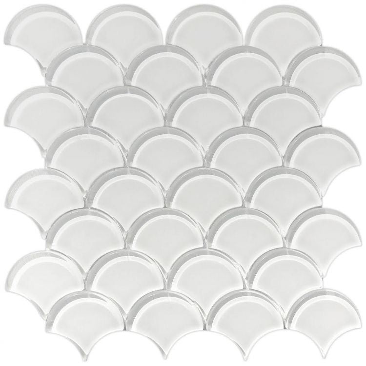 Elysium Dragon Scale White Glass Mosaics 12x12