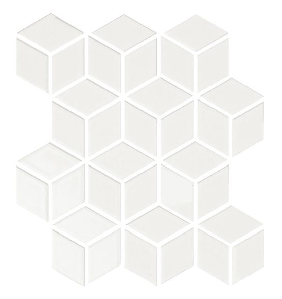 Sognare Cute White Rhombus Hexagon Cube White Glossy Mosaic 12x12