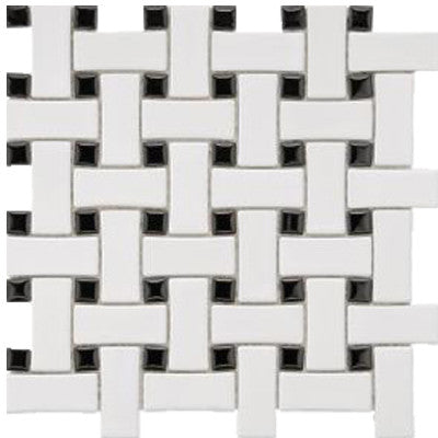 Tile White & Black Basket Weave Mosaic