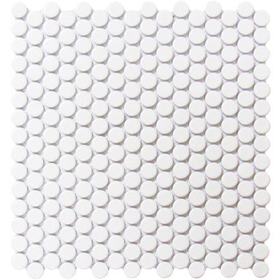 Tile White Bright Penny Round Mosaic
