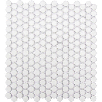 Tile White Matte Penny Round Mosaic