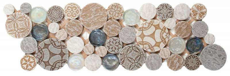 Bati Orient Beige Penny Round Interlocking Border 12x12