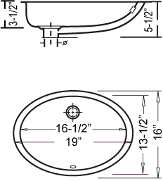 ChemCore Oval Ada Undermount Style 19x16