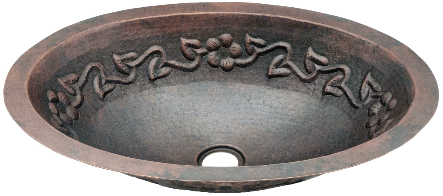 Hammered Oval Floral Sink