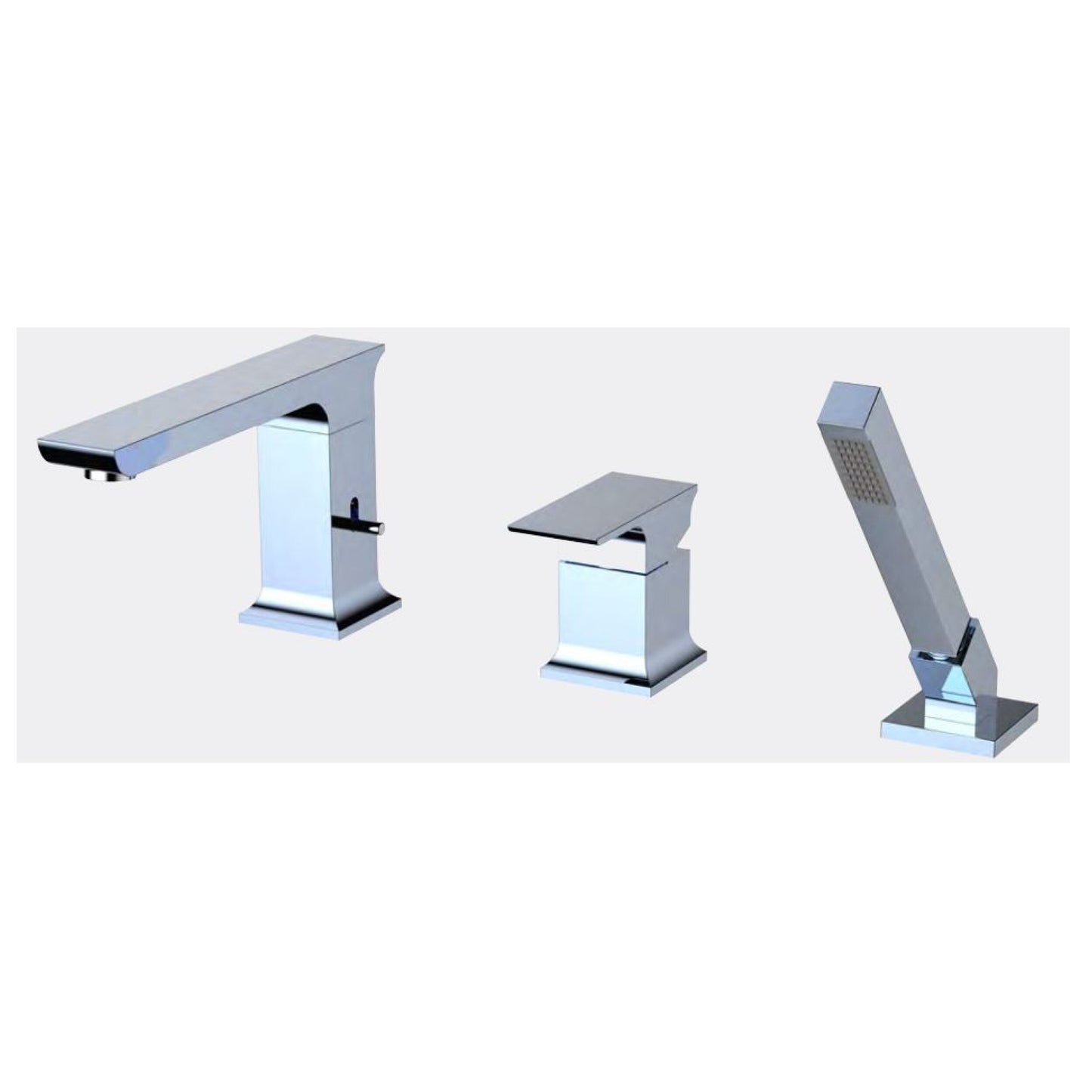 Fluid Single Handle Deck-Mount Tub Filler Trim Set With Hand Shower F2113T BN