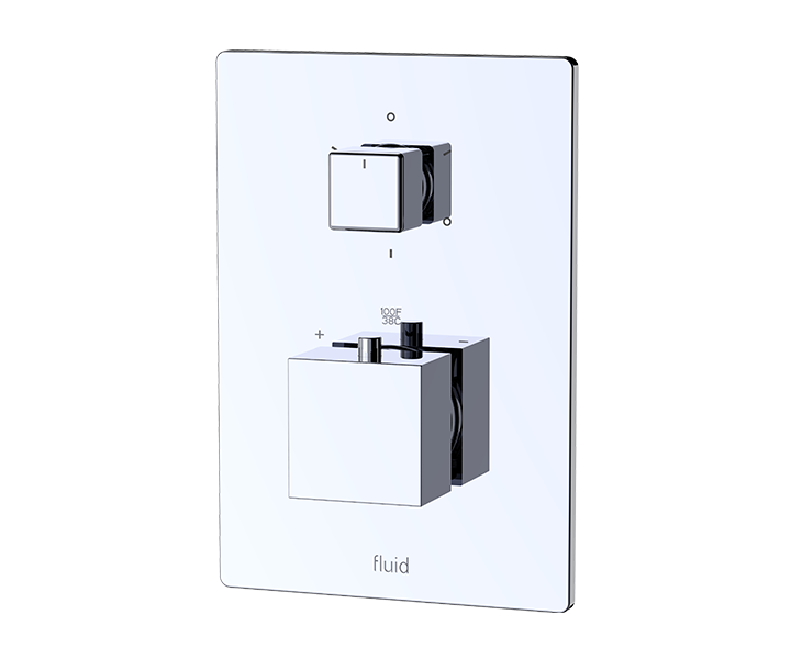 Fluid Square Plate and Handles Thermostatic Shower Kit FP6051143-3TH CP