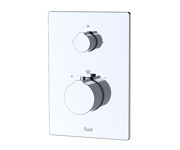 Fluid Square Plate & Round Handles Thermostatic Shower Kit FP6052143-2TH BN