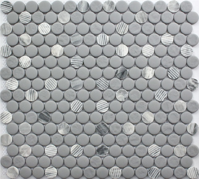 Gray Granite Gray Granite 12×12 Penny Round Mosaic FWMGST2009