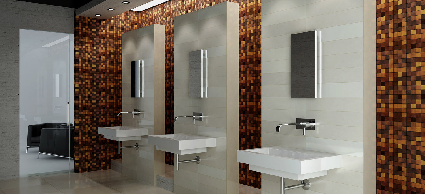 Thermally Treated Alder Natural Wood Mosaics 13"x13" Sheet