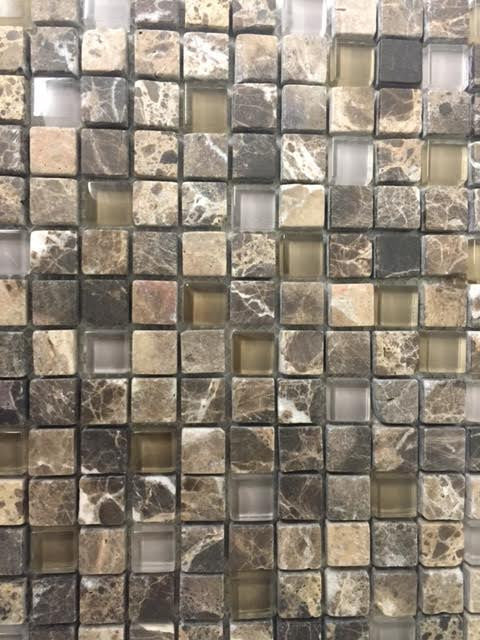 Dark Emperador Tumbled Glass Mosaic 5/8" x 5/8"