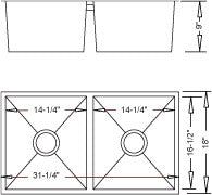 Urban Place Radial and Zero Edge Double Bowl Sink (50/50)