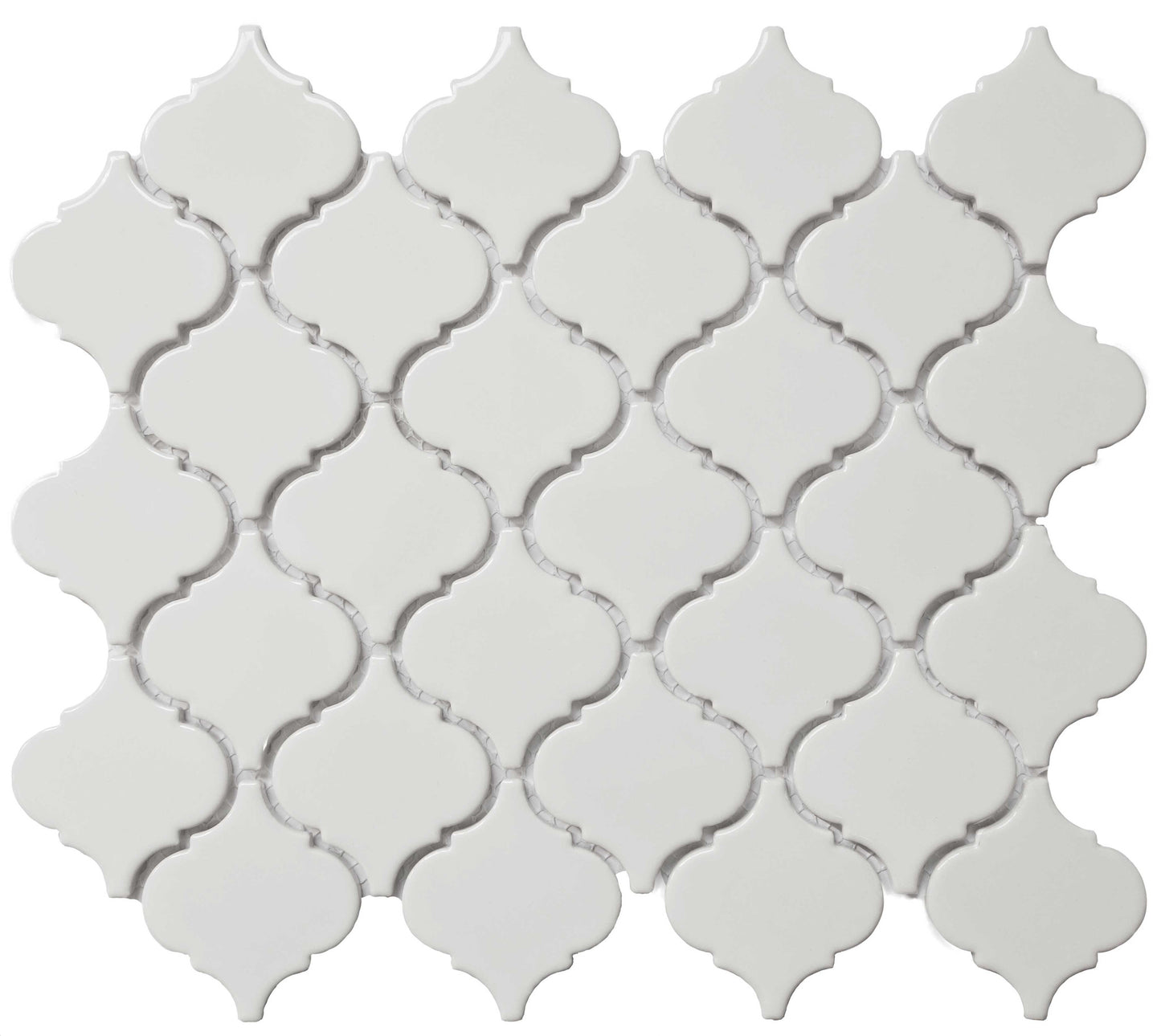 Royal White Glossy Arabesque Lantern Mosaic
