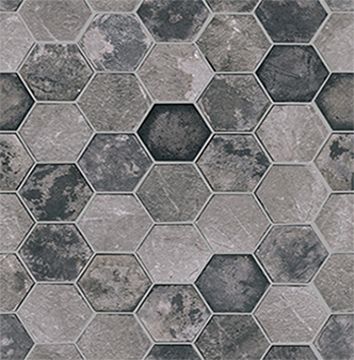 Porcelanosa Worn Hexagon Anthracite 12x12