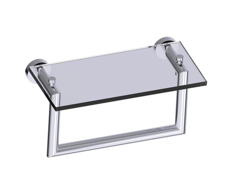 Kartners Oslo Glass Shelf w/ Towel Bar (Solid Back) (PLEASE CALL US FOR SPECIAL PRICING)