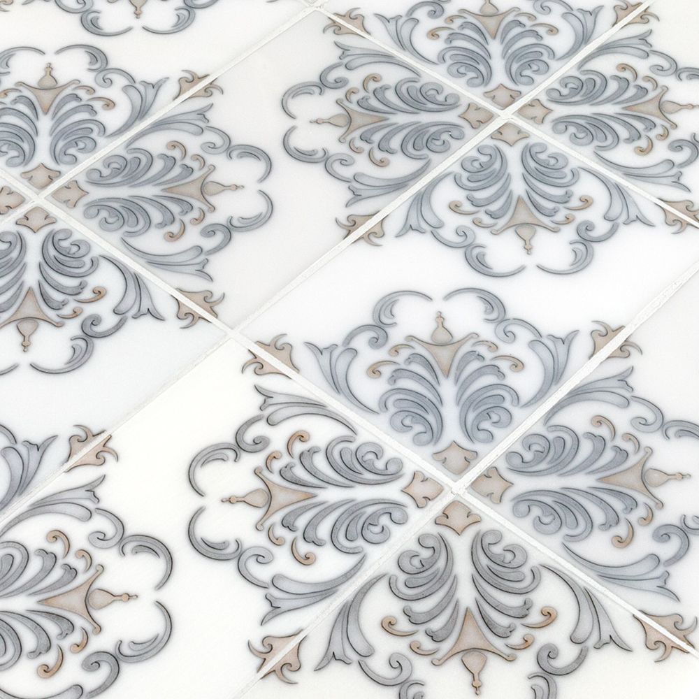 Botanic Imprint Field Tile 4" x 6" Classic Statuario  15194 - Jeffrey Court (Please Call us for Special Pricing)