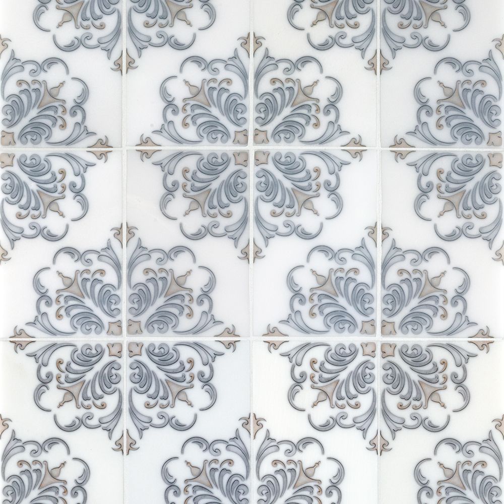 Botanic Imprint Field Tile 4" x 6" Classic Statuario  15194 - Jeffrey Court (Please Call us for Special Pricing)