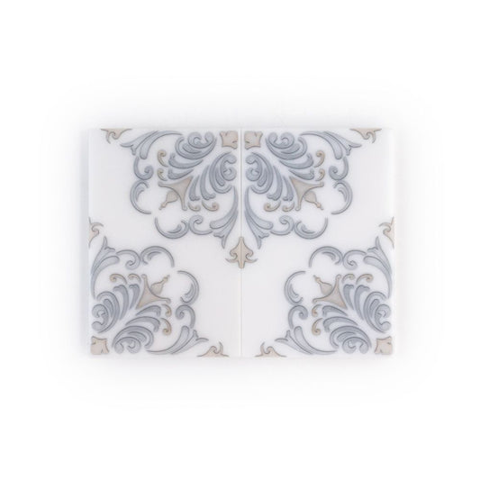 Botanic Imprint Field Tile 4" x 6" Classic Statuario  15194 - Jeffrey Court (Please Call us for Special Pricing) (Copy)