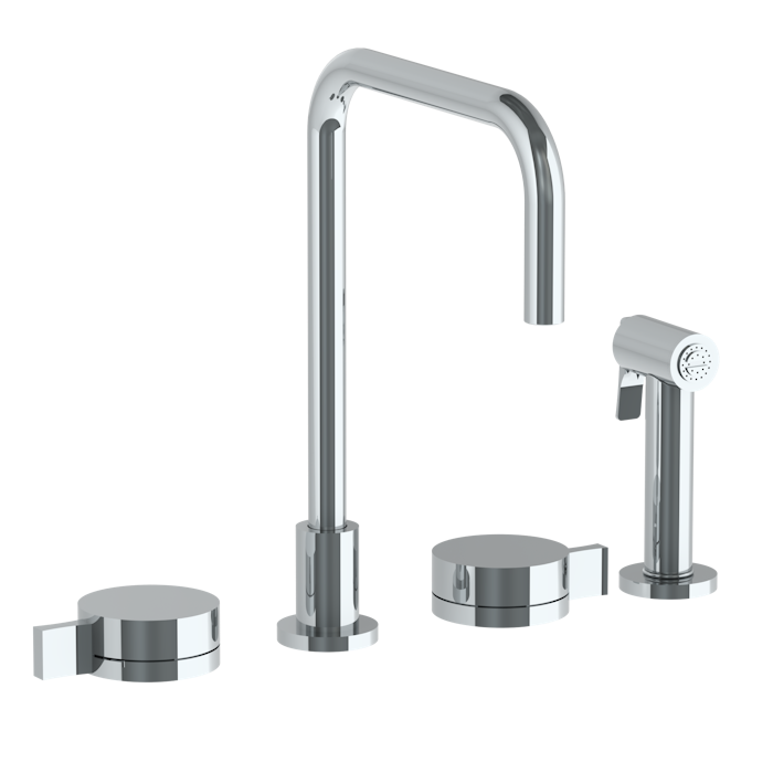WATERMARK Elements 21 Deck Mounted 4 Hole Square Top Kitchen Set - Includes Side Spray 21-7.1-E3 (ON SALE)