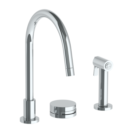 WATERMARK Elements 21 Deck Mounted 3 Hole gooseneck kitchen Set - Includes Side Spray 21-7.1.3GA-E1 (ON SALE)