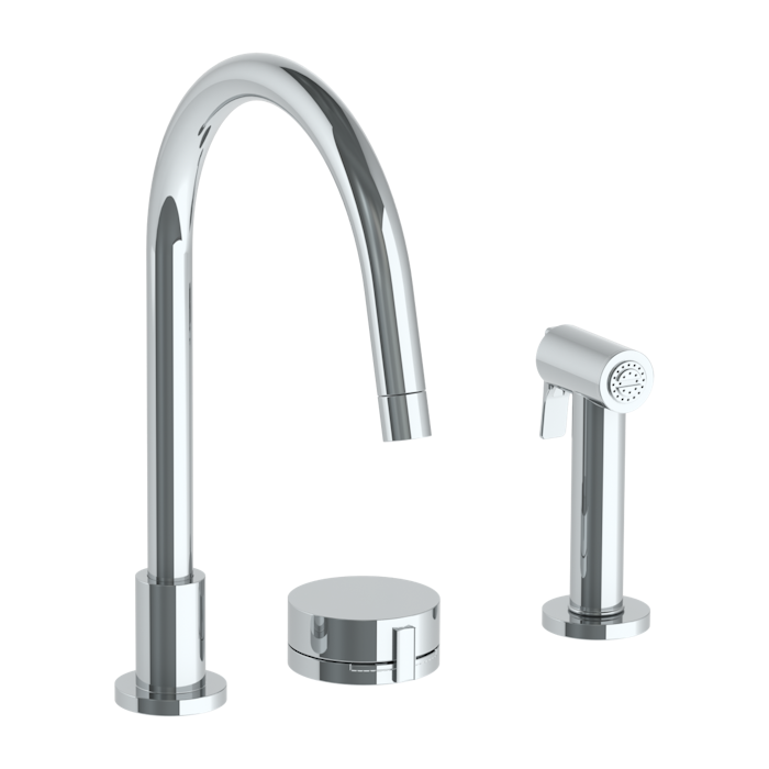 WATERMARK Elements 21 Deck Mounted 3 Hole gooseneck kitchen Set - Includes Side Spray 21-7.1.3GA-E2 (ON SALE)