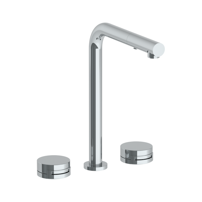 WATERMARK Elements 21 Deck Mounted 3 Hole Square Top Kitchen Faucet with Pull Out Spray 21-7P1-E1 (ON SALE)