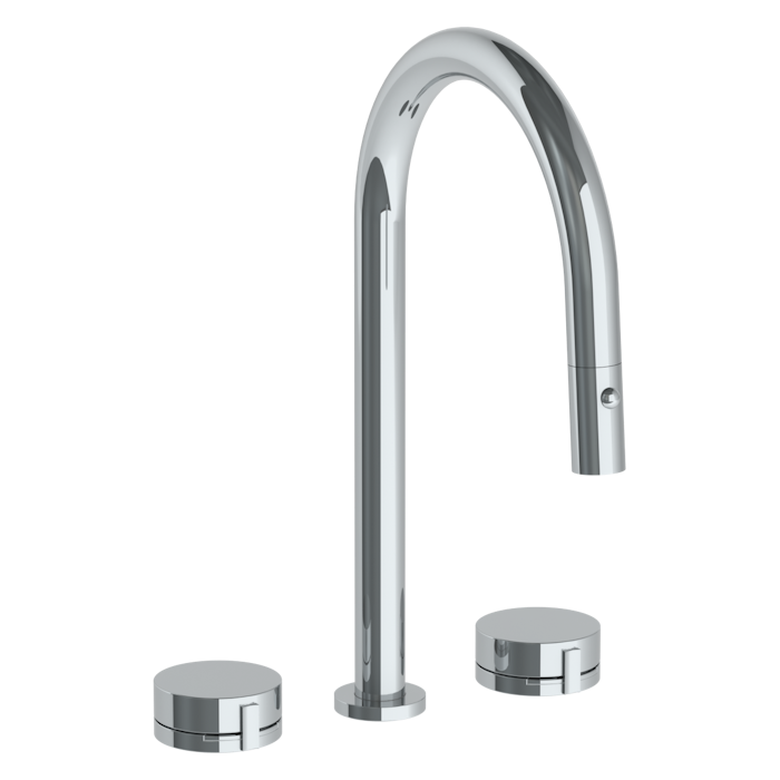 WATERMARK Elements 21 Deck Mounted 3 Hole Gooseneck Kitchen Faucet with Pull Down Spray 21-7PG2-E2 (ON SALE)